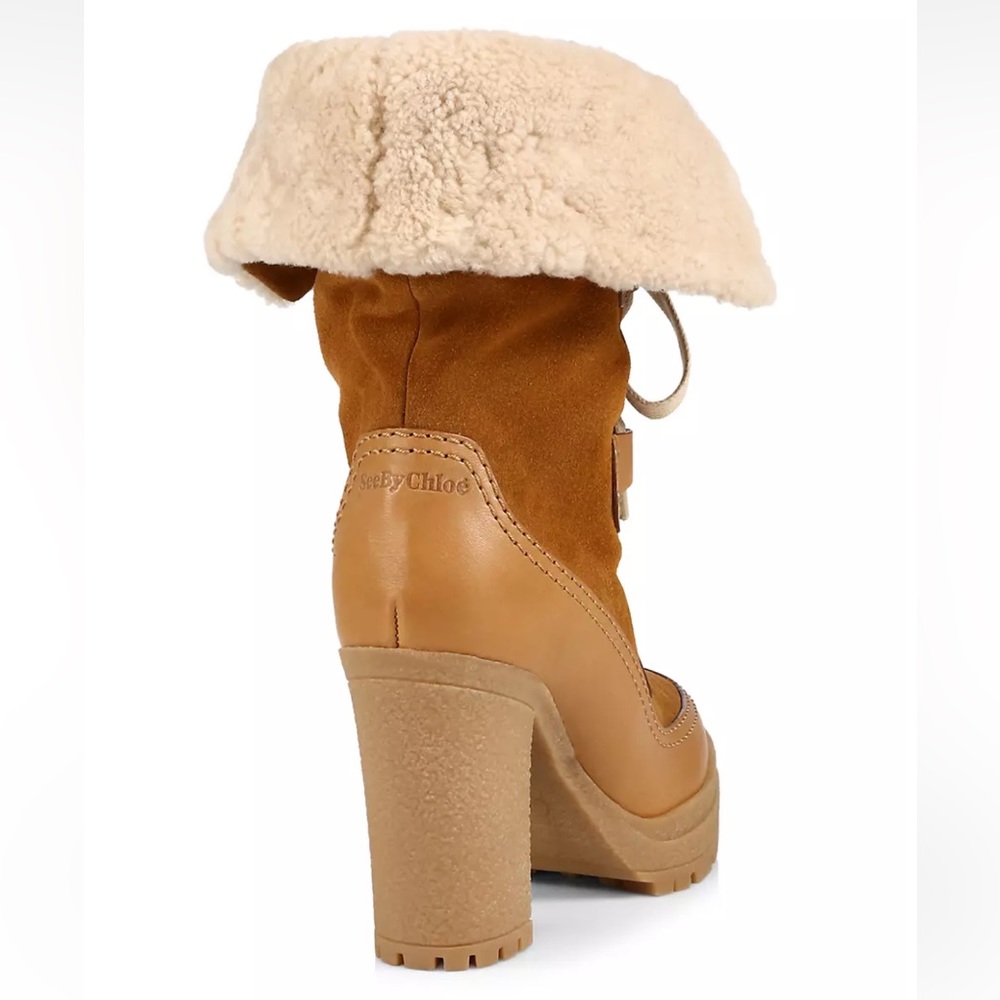 See by Chloé Verena Shearling High Block Heel Booties - Picture 14 of 16